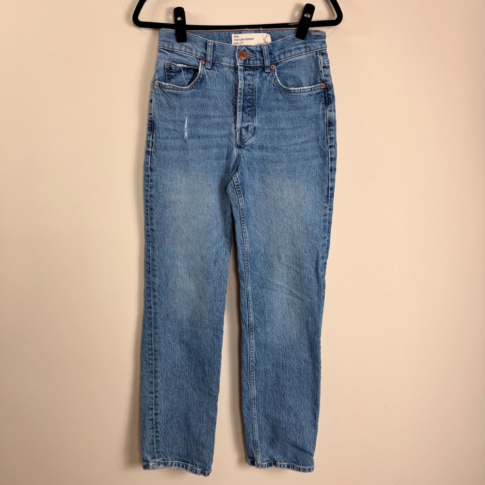 SWK Seen Worn Kept The Girlfriend High Rise Relaxed Straight Jeans Blue W26 L32